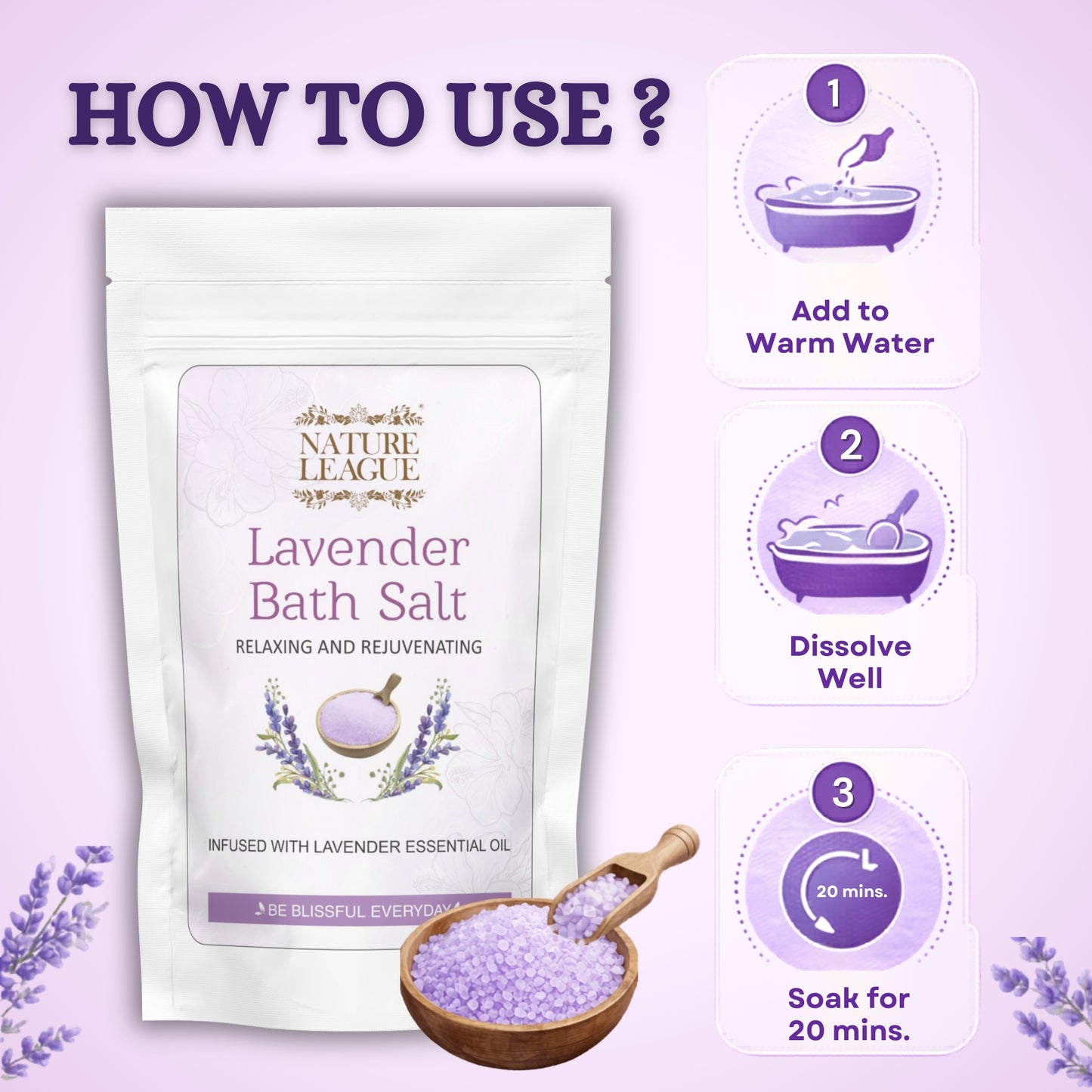 Lavender Bath Salt & Soap Combo (Pack of 3)