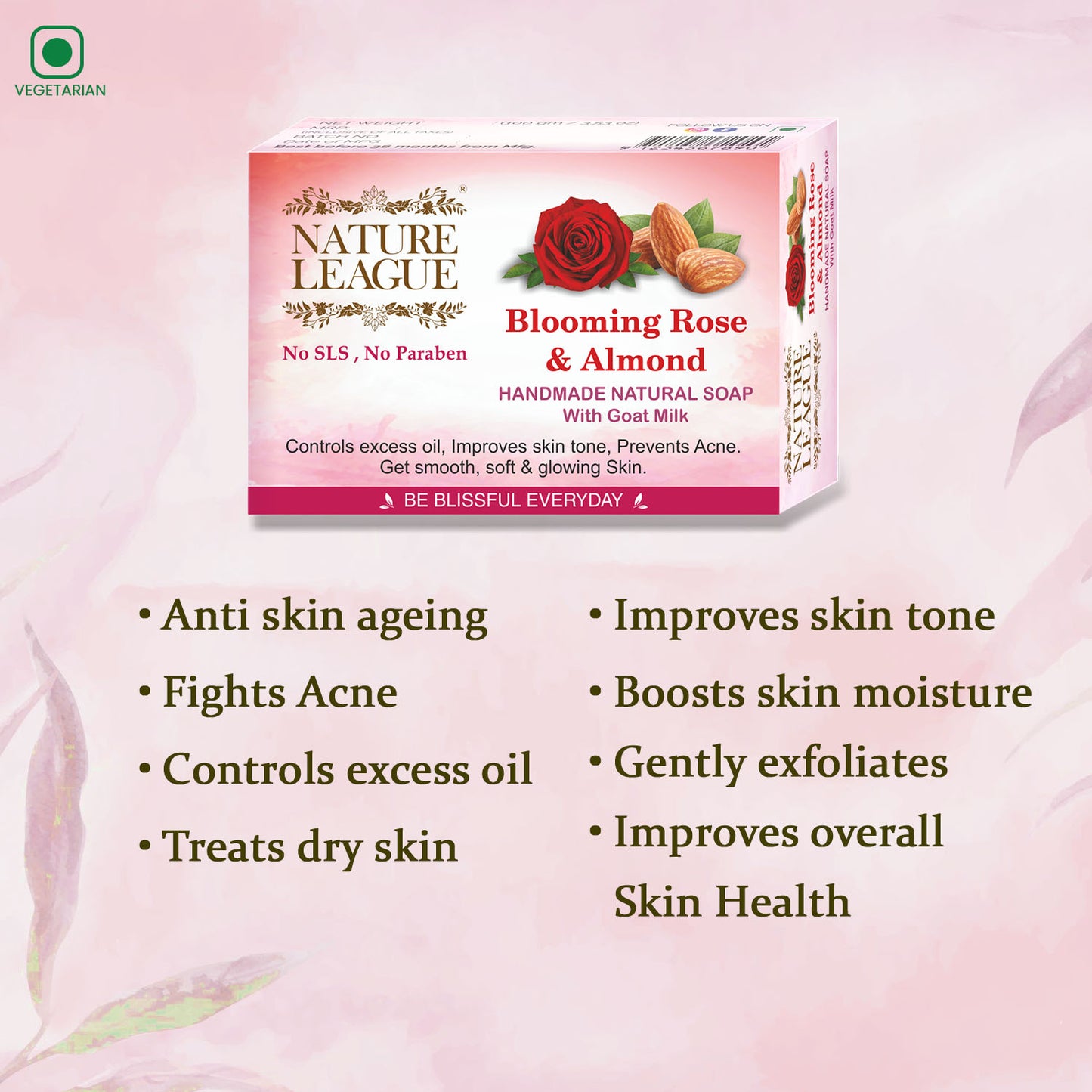 BLOOMING ROSE & ALMOND Natural Skin Nourishing Handmade Soap