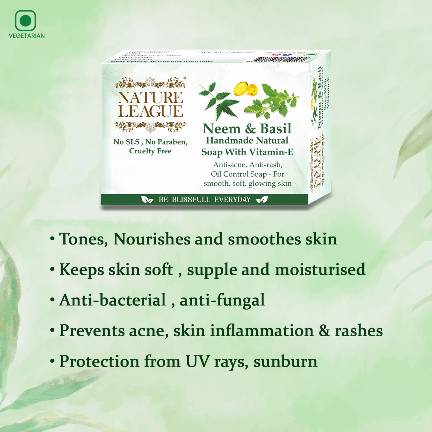 NEEM & BASIL Natural Skin Nourishing Handmade Soap