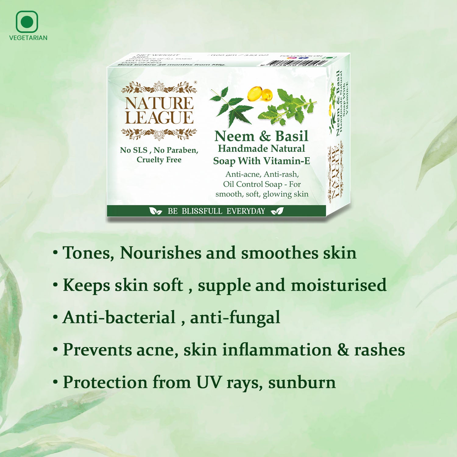 NEEM & BASIL Natural Skin Nourishing Handmade Soap
