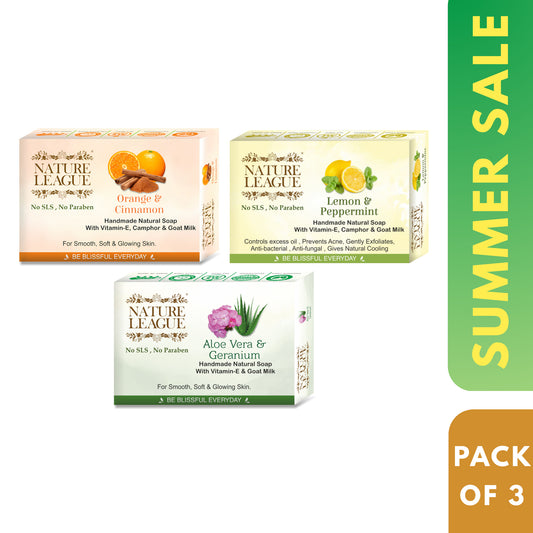 Summer Natural Soap Combo (3x100 gms) Non Toxic, with Essential Oils & Vitamin –E