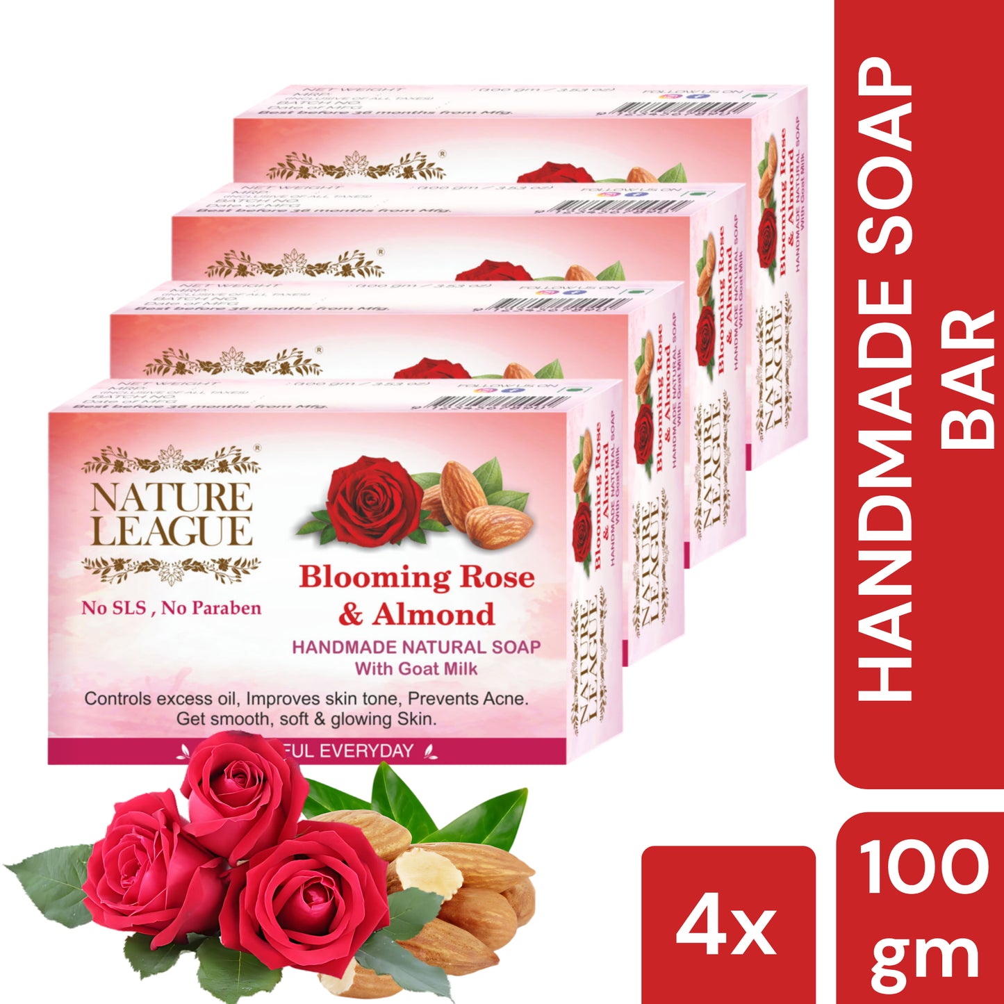 BLOOMING ROSE & ALMOND Natural Skin Nourishing Handmade Soap