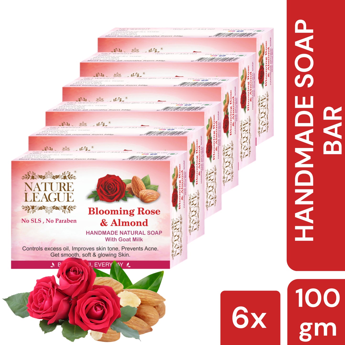 BLOOMING ROSE & ALMOND Natural Skin Nourishing Handmade Soap