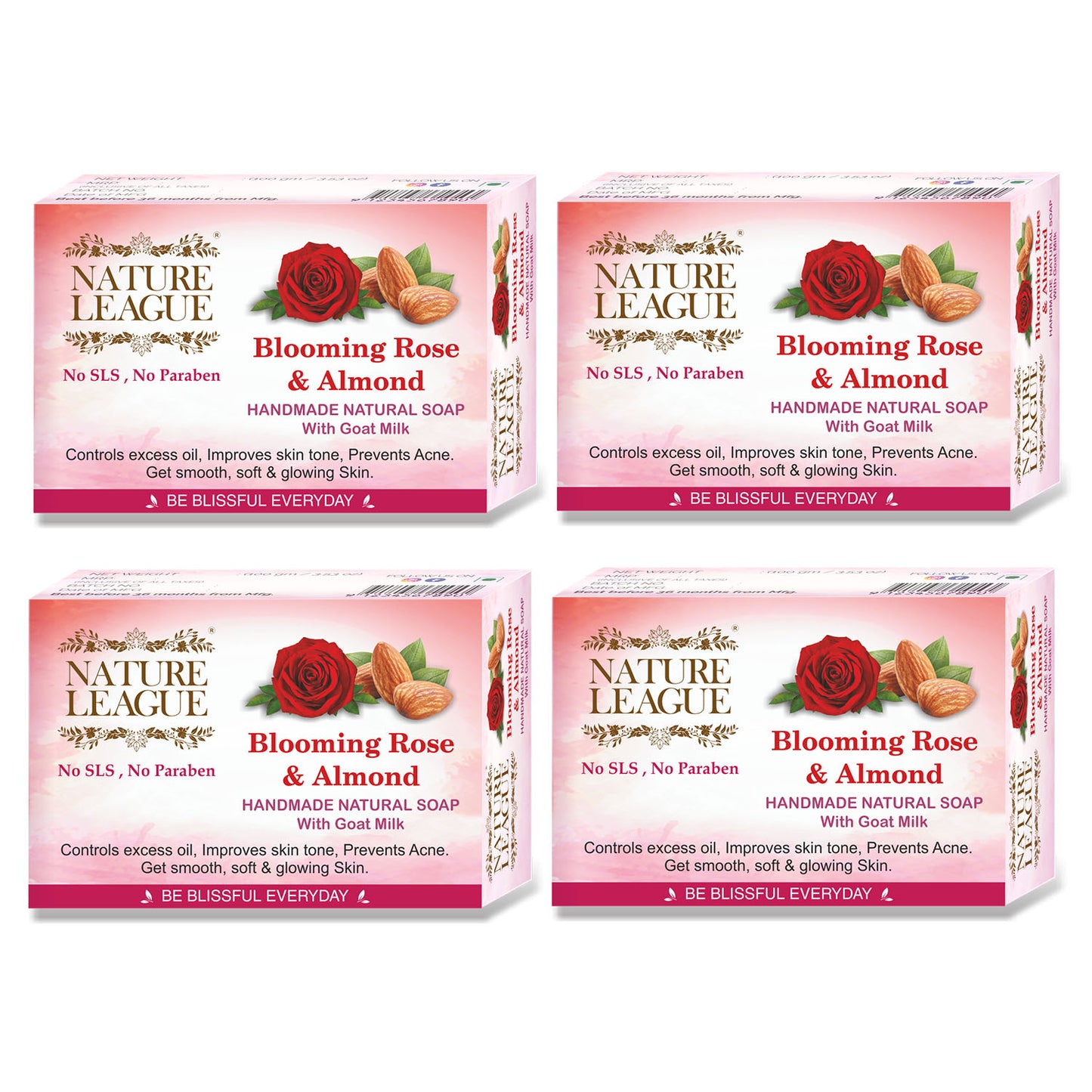 BLOOMING ROSE & ALMOND Natural Skin Nourishing Handmade Soap