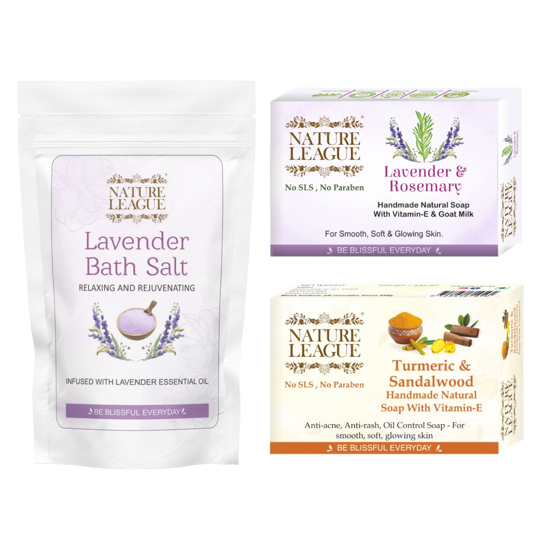 Lavender Bath Salt & Soap Combo (Pack of 3)