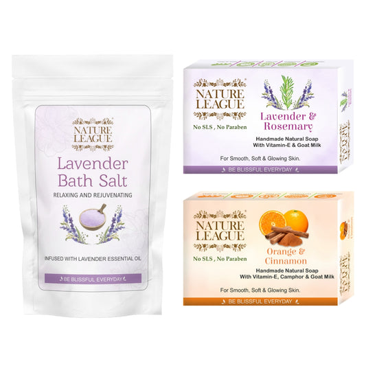 Lavender Bath Salt & Soap Combo (Pack of 3)