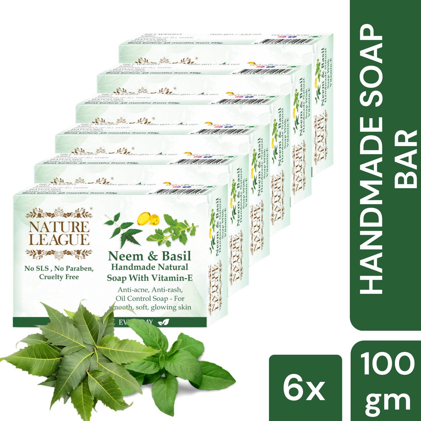 NEEM & BASIL Natural Skin Nourishing Handmade Soap