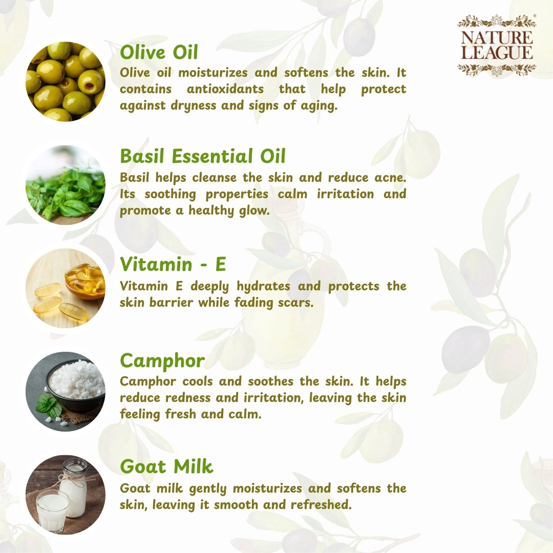 OLIVE & BASIL Natural Skin Nourishing Handmade Soap