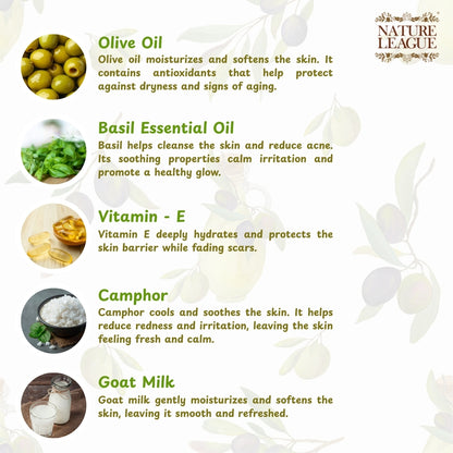 OLIVE & BASIL Natural Skin Nourishing Handmade Soap