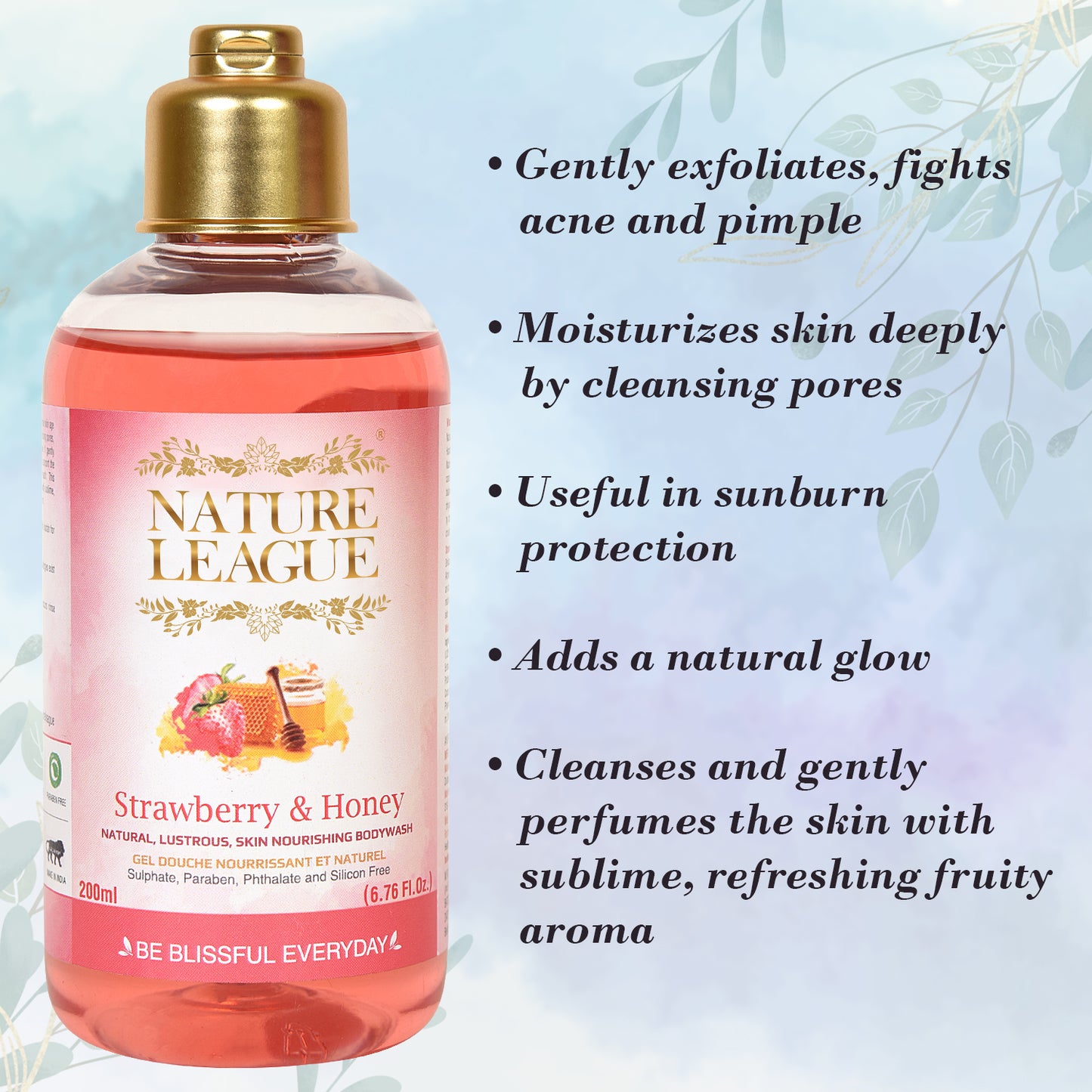 STRAWBERRY & HONEY, Silky & Skin Nourishing Natural Body Wash