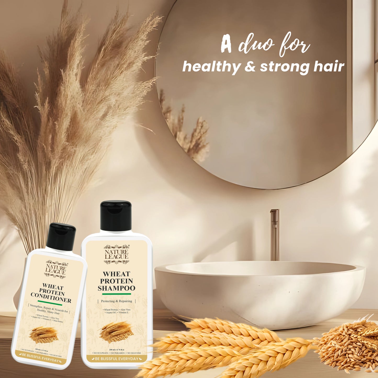 WHEAT PROTEIN Anti-Frizz & Damage Repairing Shampoo + Conditioner Combo Set (Pack of 2)