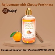 NATURE LEAGUE ORANGE AND CINNAMON NATURAL, LUSTROUS, SKIN NOURISHING BODY WASH 